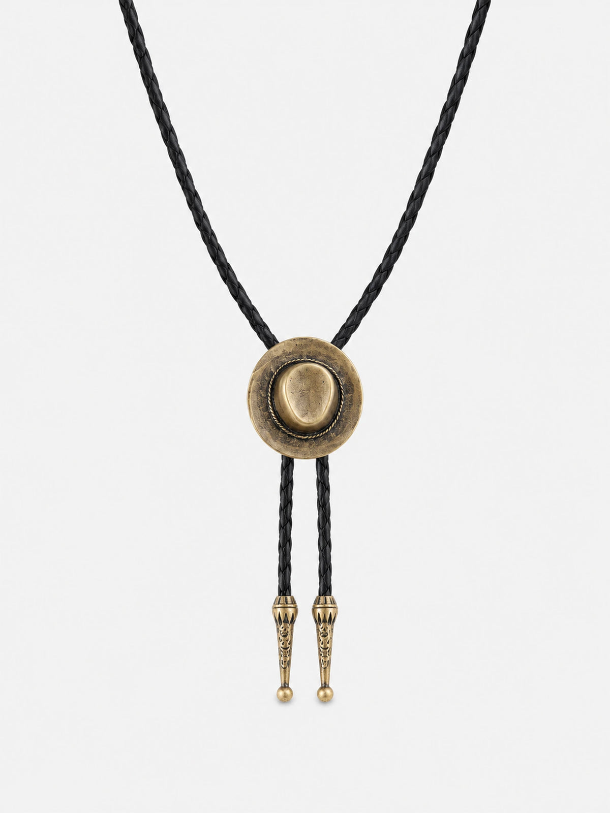 Vintage Cowboy Hat Braided Leather Cord Necklace
