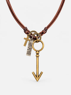 Vintage Arrow Pendant Leather Necklace