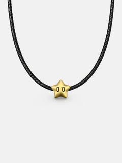 Minimal Gold Star Leather Necklace