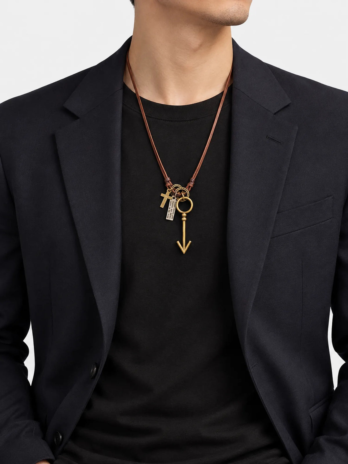 Vintage Arrow Pendant Leather Necklace