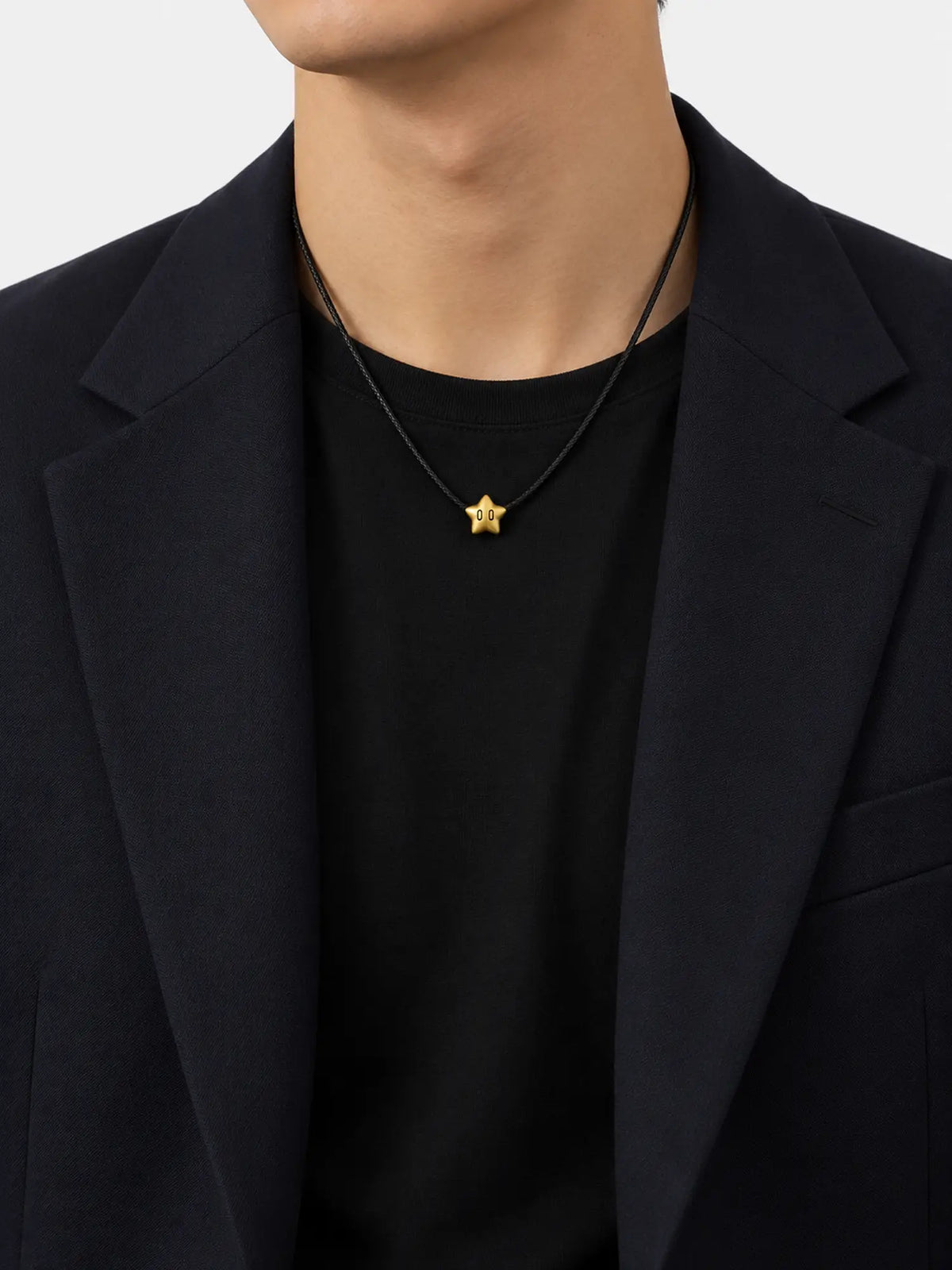 Minimal Gold Star Leather Necklace