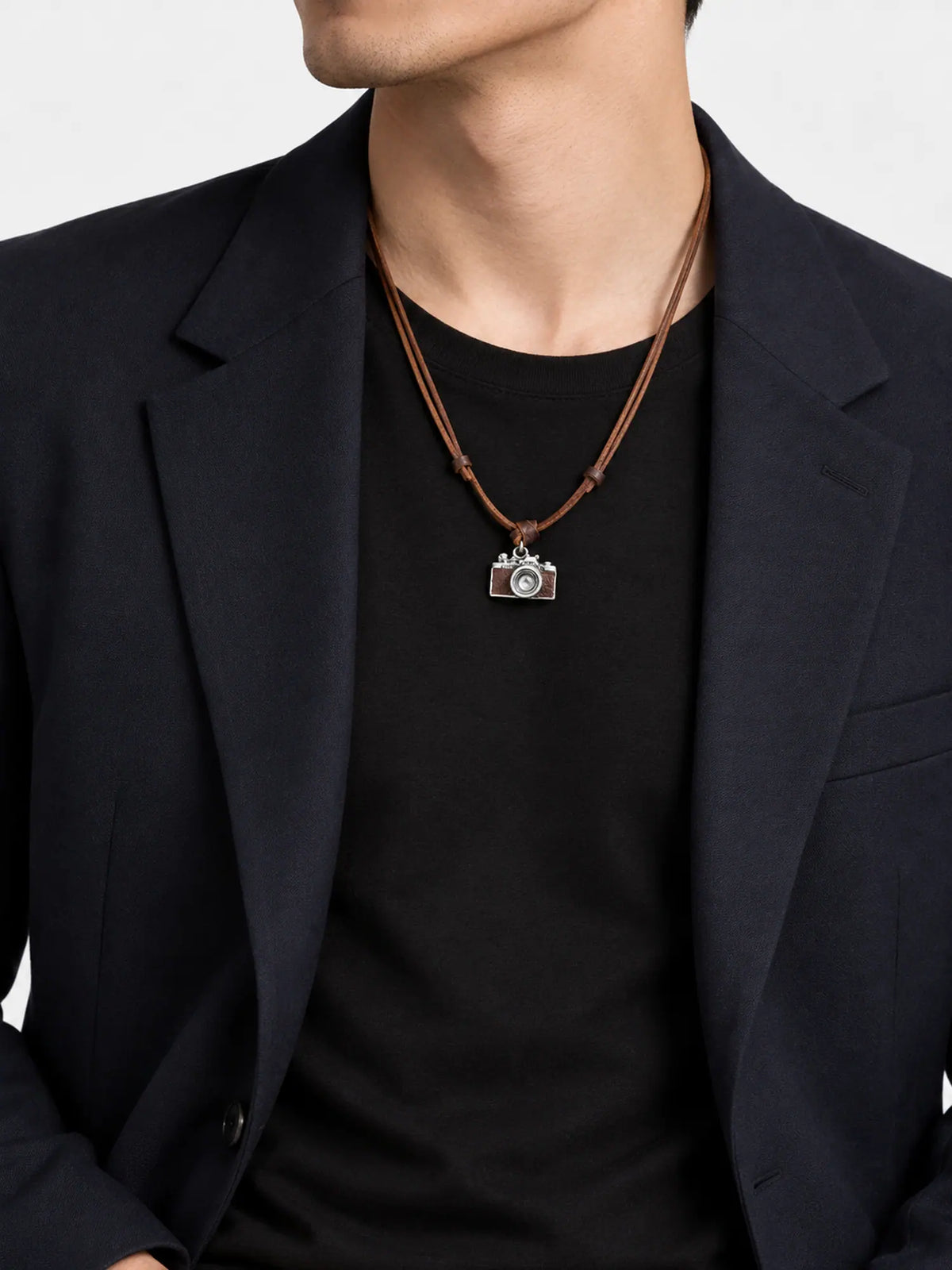Vintage Camera Pendant Cord Necklace