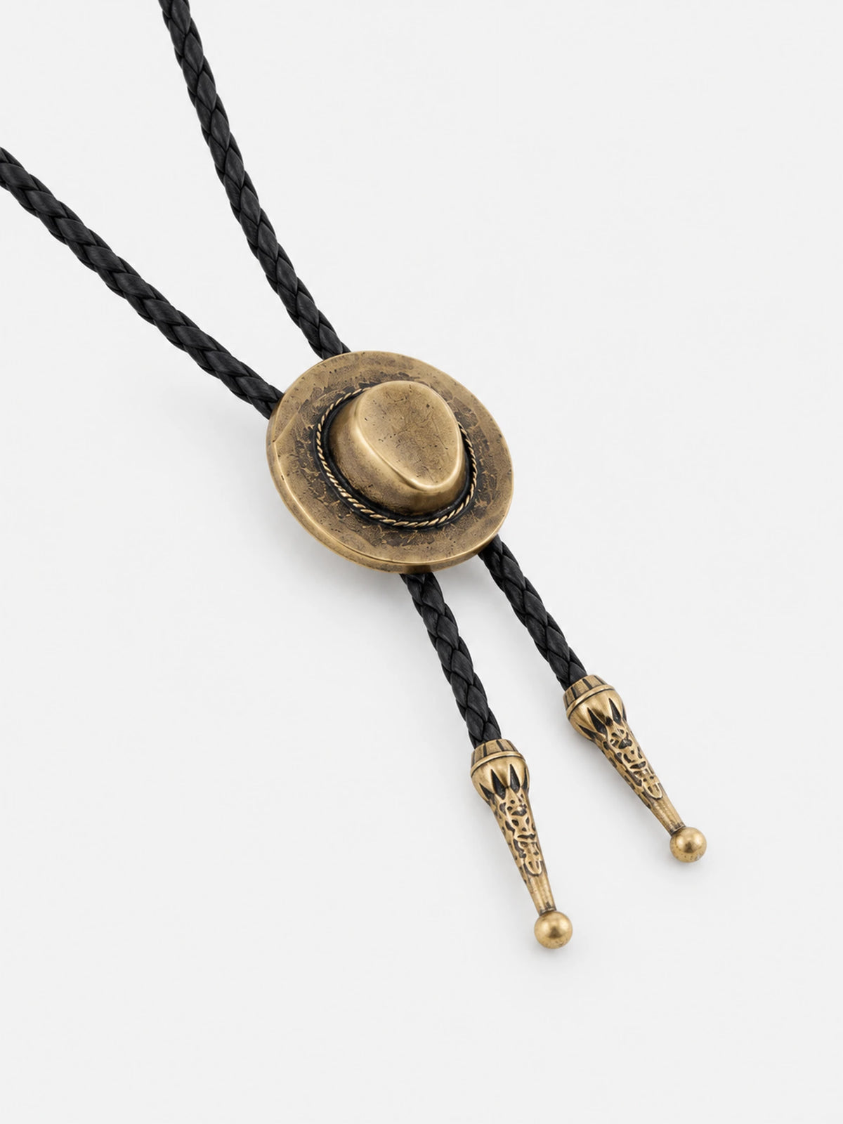 Vintage Cowboy Hat Braided Leather Cord Necklace