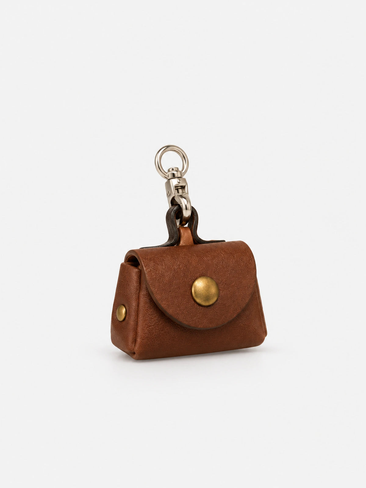 Brown Mini Pouch Leather Pendant Necklace