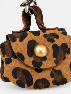 Leopard Print Mini Pouch Leather Cord Necklace with Pendant