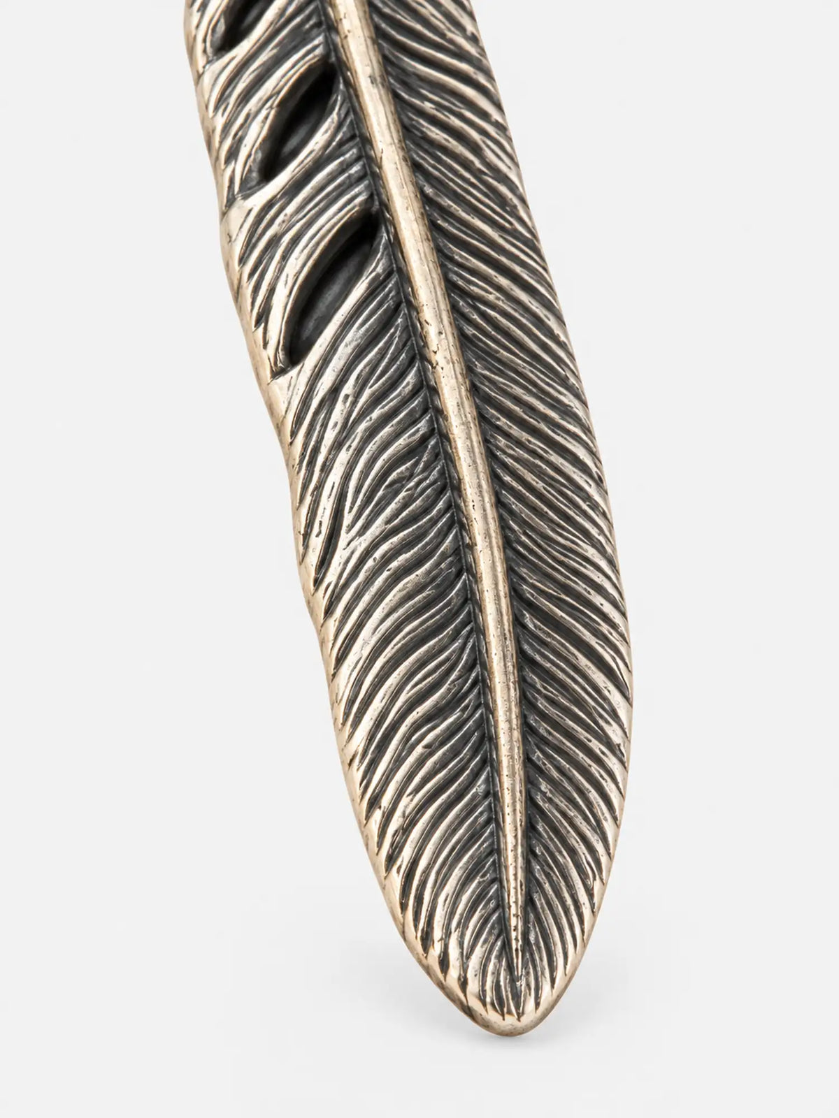 Vintage Silver Feather Leather Cord Pendant Necklace
