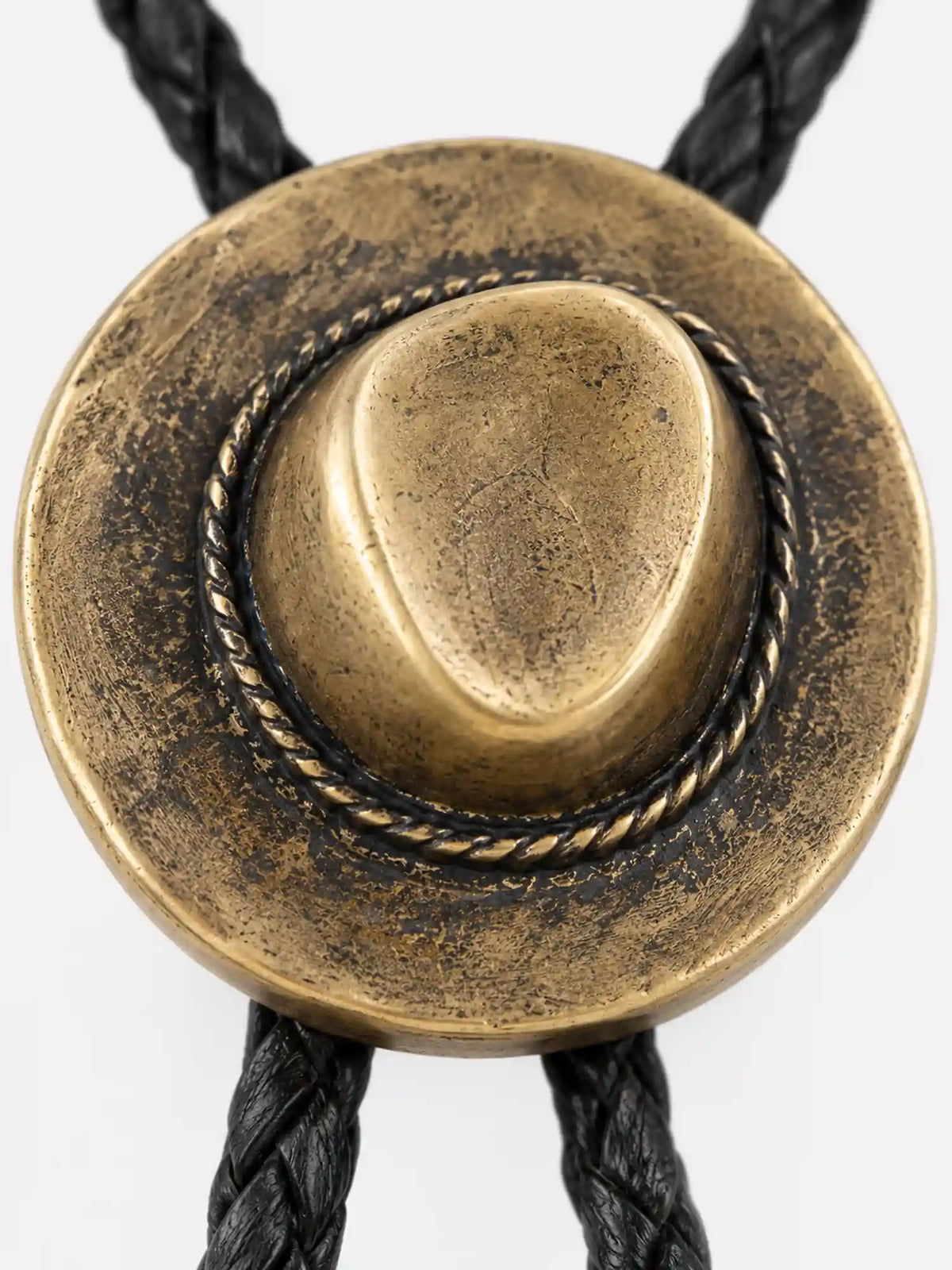 Vintage Cowboy Hat Braided Leather Cord Necklace