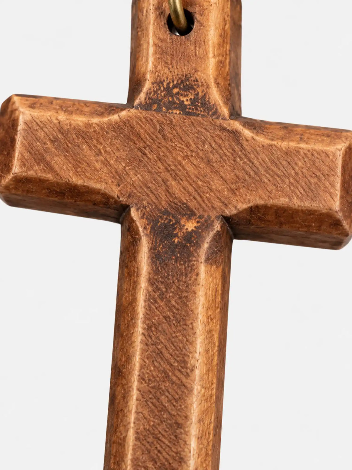 Vintage Wooden Cross Leather Cord Necklace