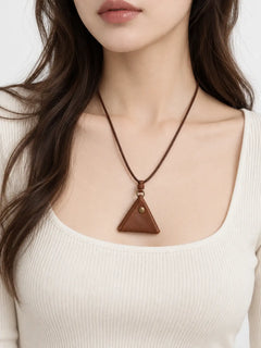 Modern Leather Necklace with Triangle Eyeglass Holder
