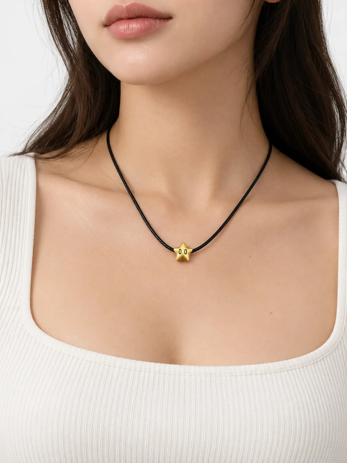 Minimal Gold Star Leather Necklace