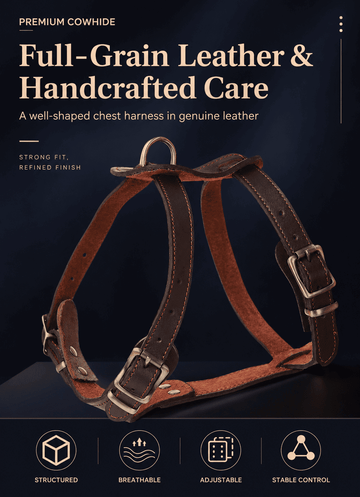 Ensemble de harnais pour chien en cuir pleine fleur Kurotani