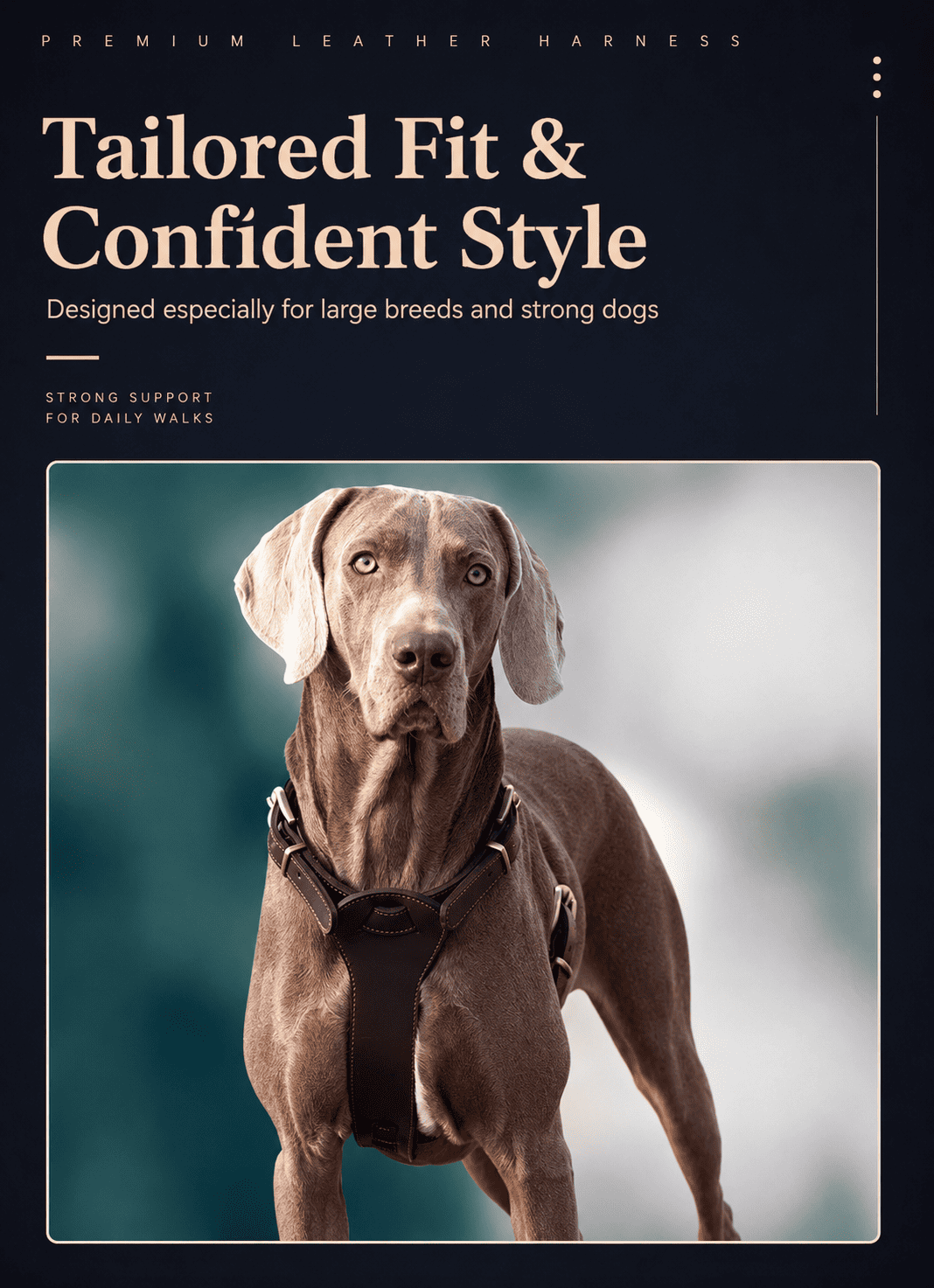 Ensemble de harnais pour chien en cuir pleine fleur Kurotani