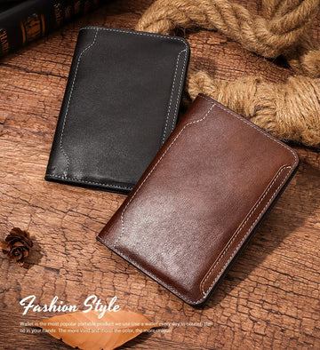 Portefeuille double porte-passeport en cuir pleine fleur FUTARI
