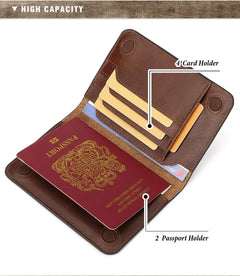 FUTARI Top-Grain Leather Dual Passport Wallet