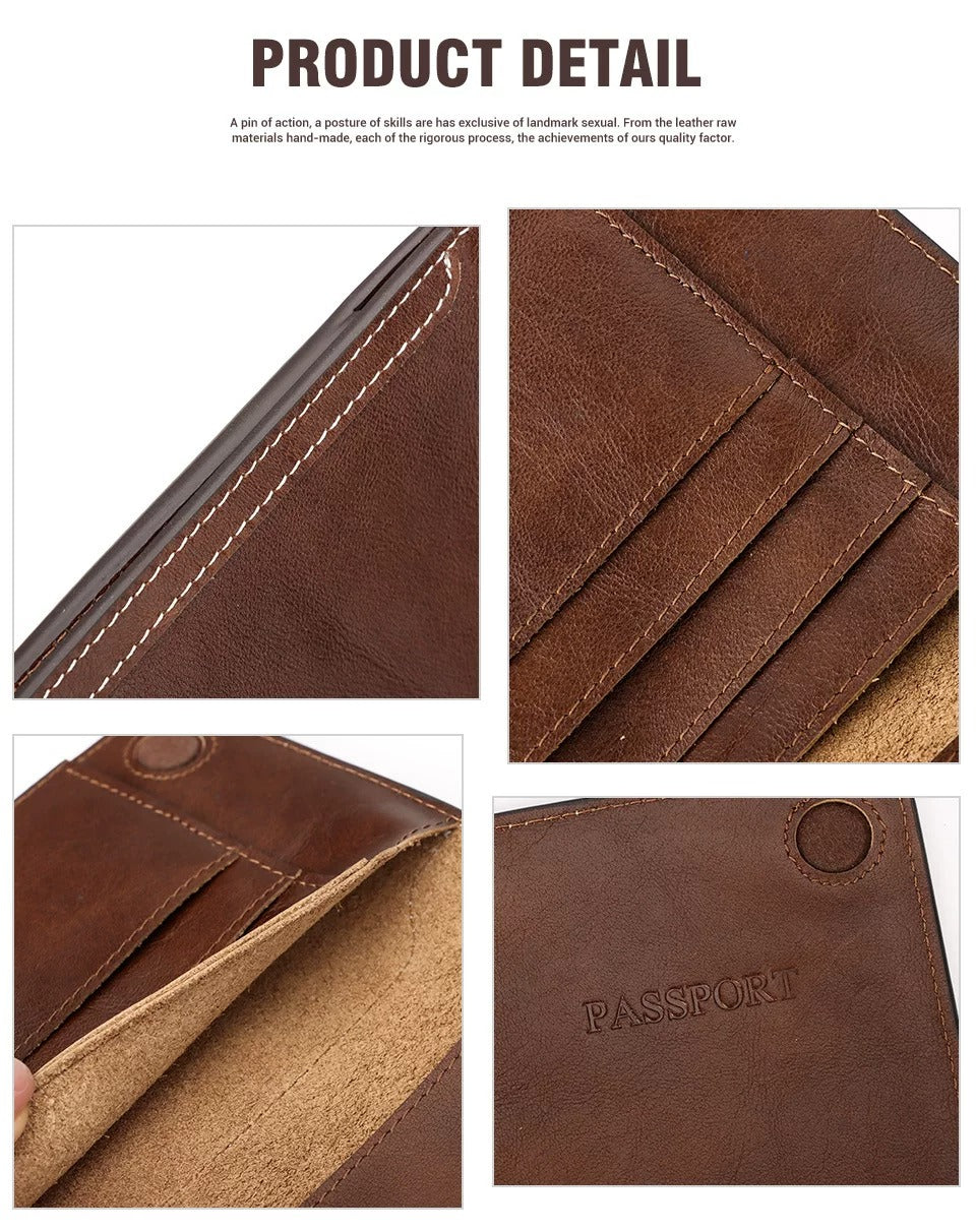 Portefeuille double porte-passeport en cuir pleine fleur FUTARI