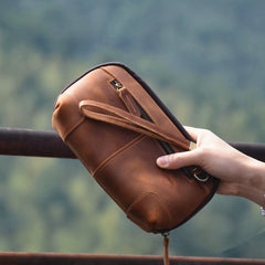 Kohaku Shell Crazy Horse Leather Clutch