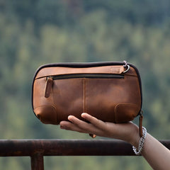 Kohaku Shell Crazy Horse Leather Clutch