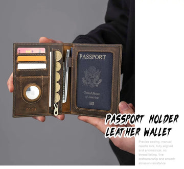 Portefeuille porte-passeport en cuir Crazy Horse TABIBITO