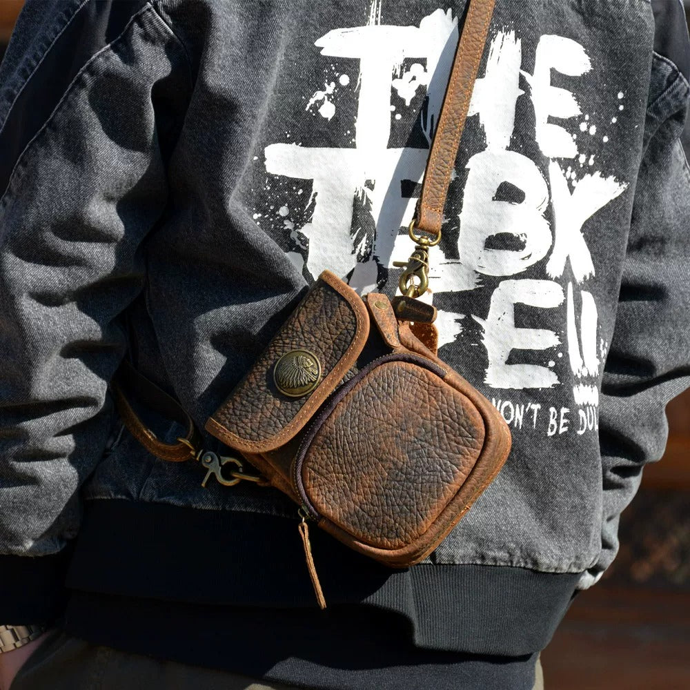 Mini-sac banane de ceinture en cuir à grain d’éléphant Tsuchime