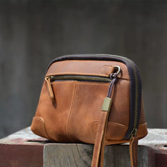 Kohaku Shell Crazy Horse Leather Clutch
