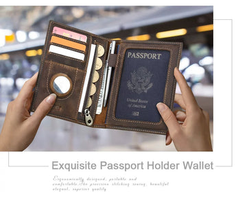 Portefeuille porte-passeport en cuir Crazy Horse TABIBITO