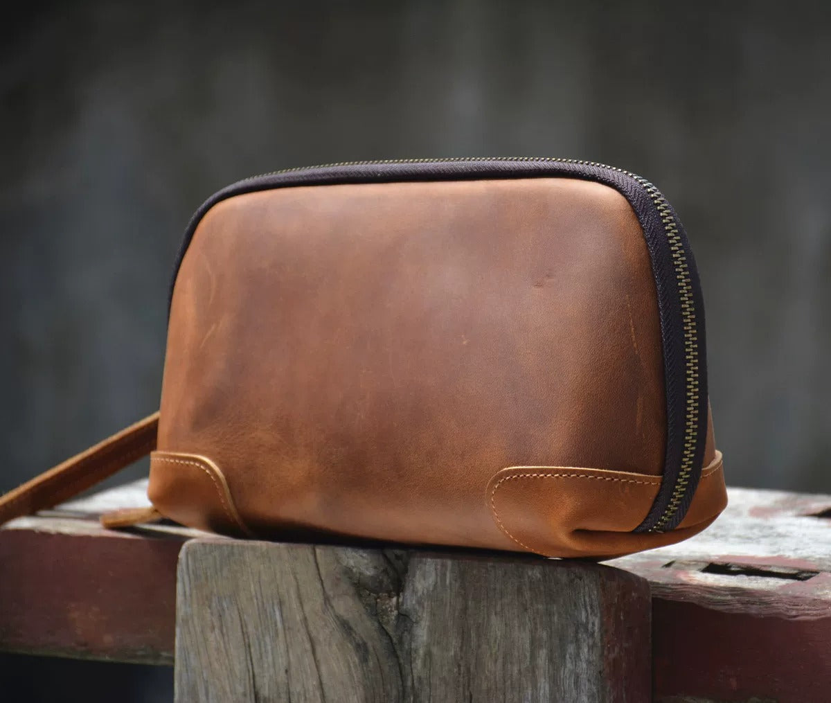 Pochette en cuir Crazy Horse Shell Kohaku
