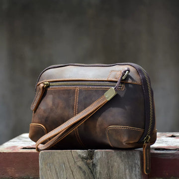 Pochette-bracelet en cuir Crazy Horse Shell Sumi