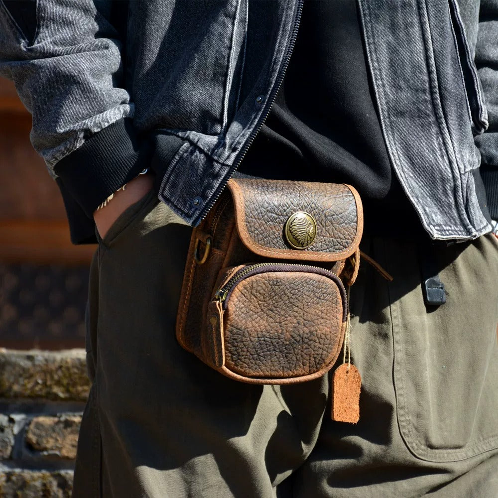 Mini-sac banane de ceinture en cuir à grain d’éléphant Tsuchime