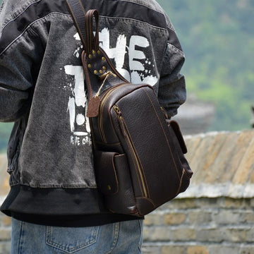 KUROKAGE Black Crazy Horse Leather Sling Bag