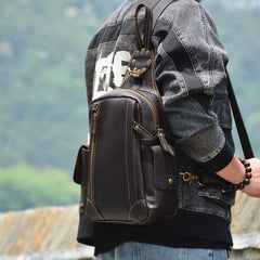 KUROKAGE Black Crazy Horse Leather Sling Bag
