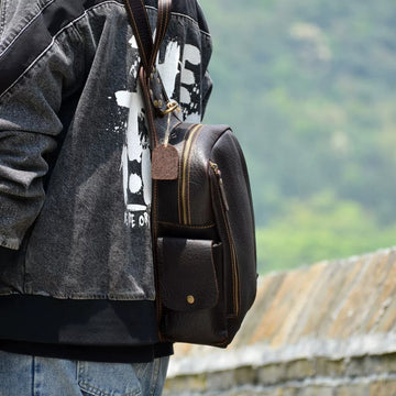 KUROKAGE Black Crazy Horse Leather Sling Bag