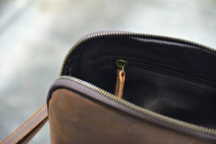 Sumi Shell Crazy Horse Leather Wrist Clutch