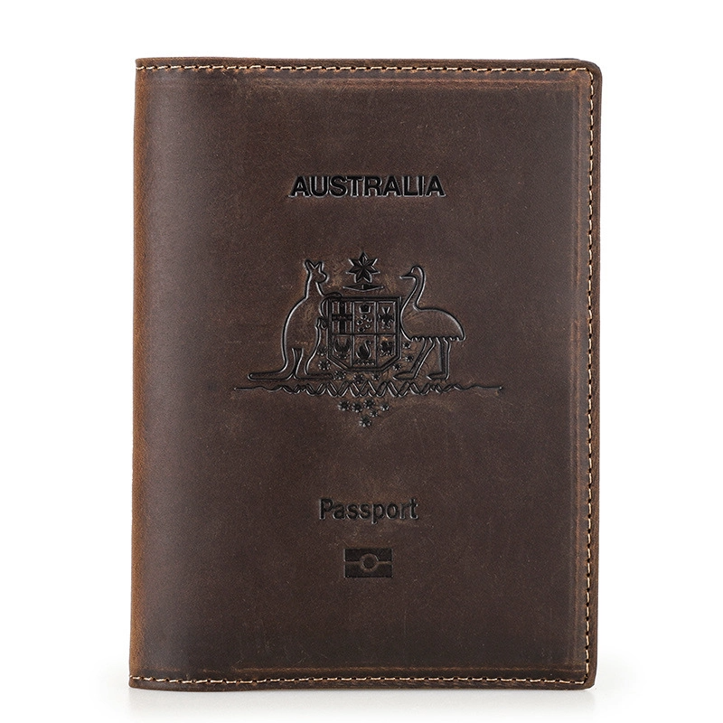 Portefeuille porte-passeport en cuir Crazy Horse TABIBITO