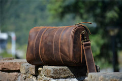 IWATO Elephant-Grain Large Brown Cross Body Leather Bag