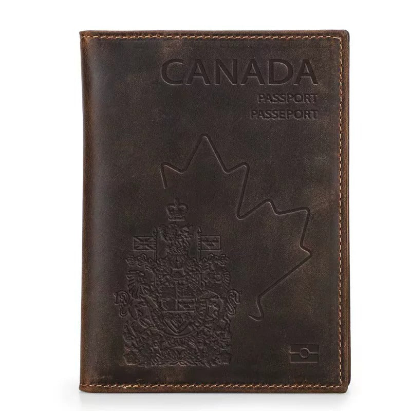 Portefeuille porte-passeport en cuir Crazy Horse TABIBITO