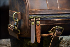 IWATO Elephant-Grain Large Brown Cross Body Leather Bag