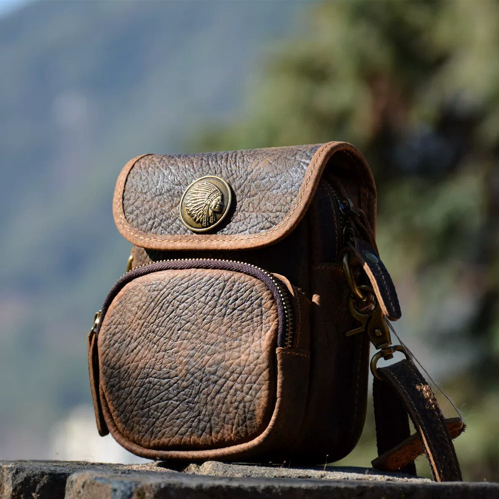 Mini-sac banane de ceinture en cuir à grain d’éléphant Tsuchime
