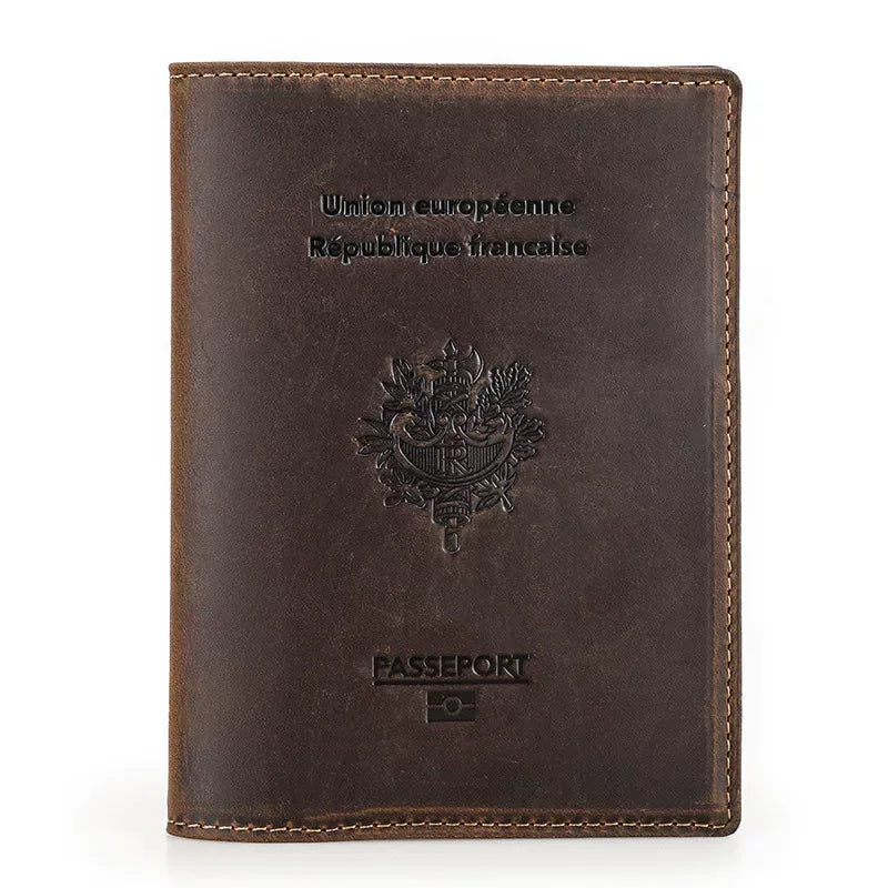 Portefeuille porte-passeport en cuir Crazy Horse TABIBITO