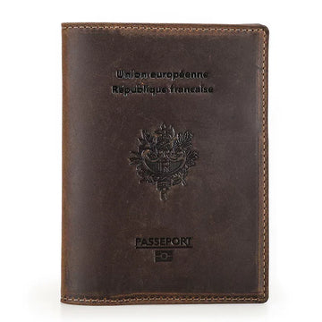 Portefeuille porte-passeport en cuir Crazy Horse TABIBITO