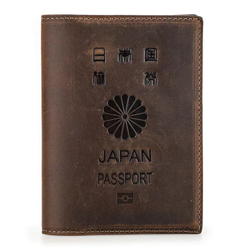 Portefeuille porte-passeport en cuir Crazy Horse TABIBITO