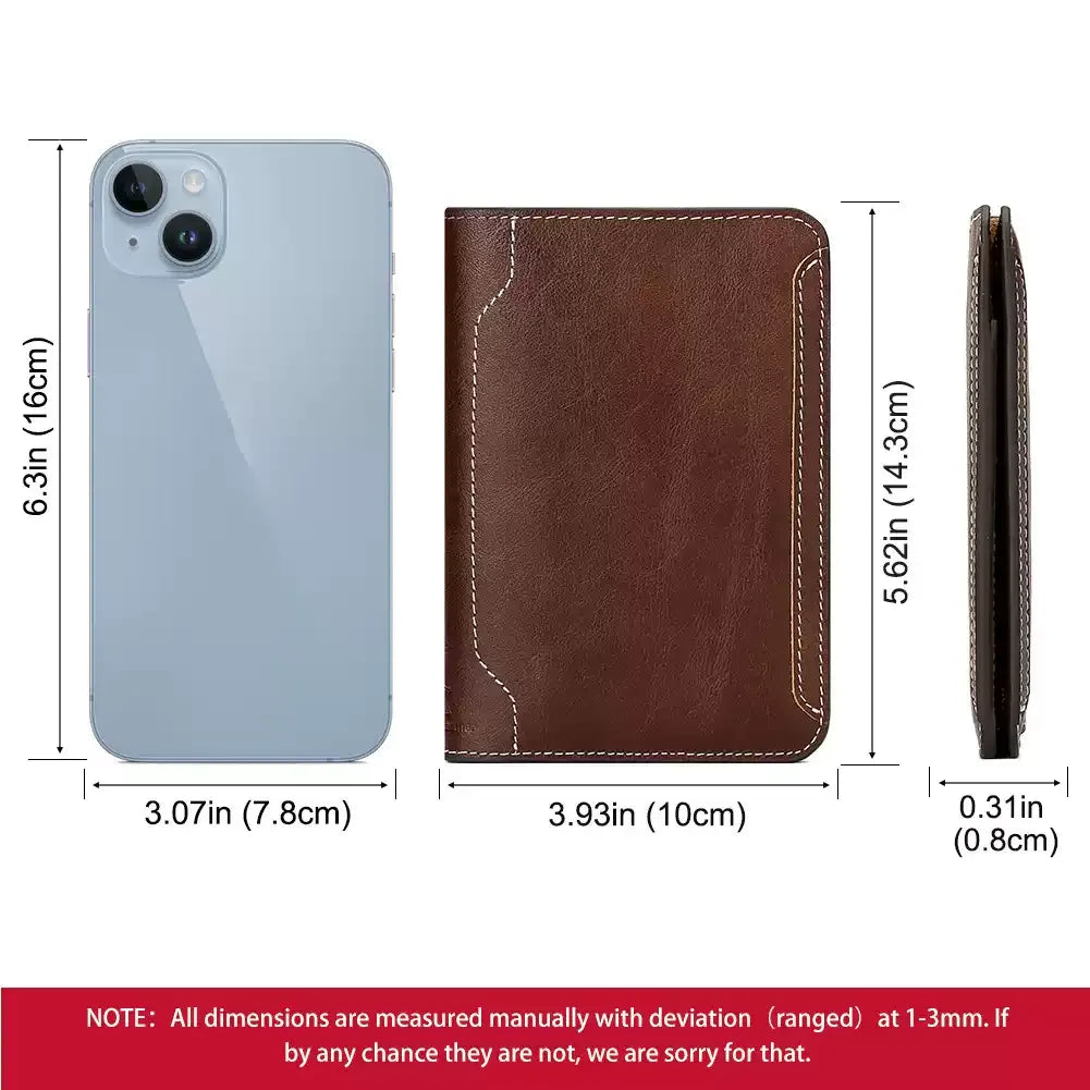 Portefeuille double porte-passeport en cuir pleine fleur FUTARI