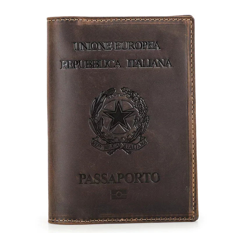 Portefeuille porte-passeport en cuir Crazy Horse TABIBITO