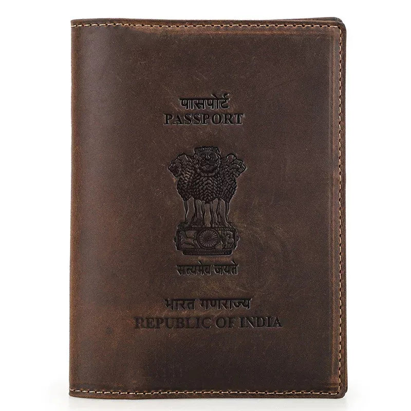 Portefeuille porte-passeport en cuir Crazy Horse TABIBITO