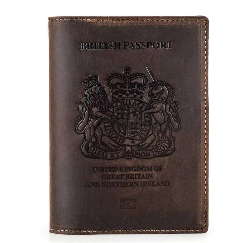Portefeuille porte-passeport en cuir Crazy Horse TABIBITO