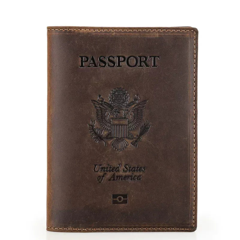 Portefeuille porte-passeport en cuir Crazy Horse TABIBITO