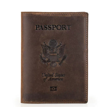 Portefeuille porte-passeport en cuir Crazy Horse TABIBITO